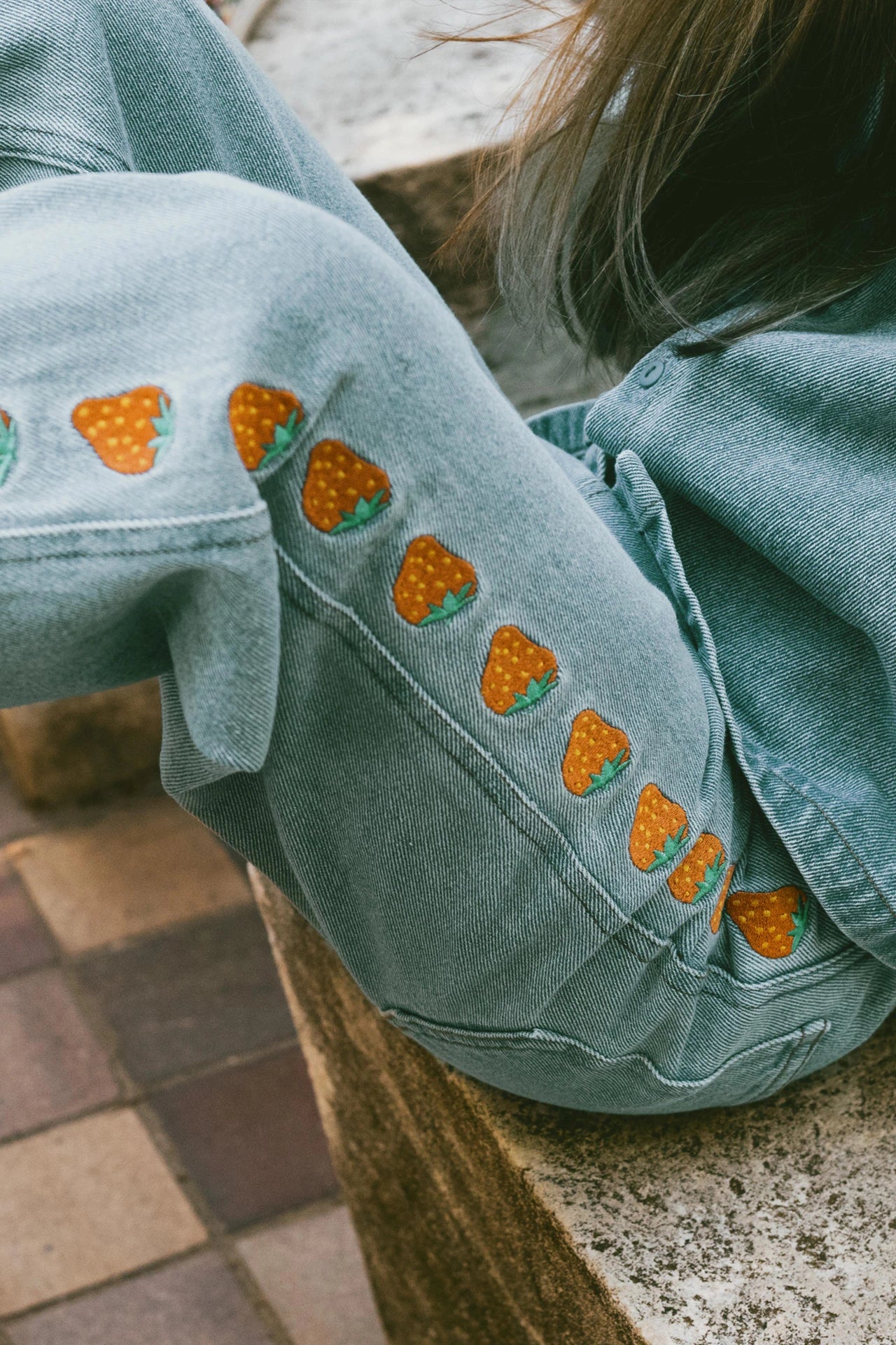 Strawberries Embroidered Jeans