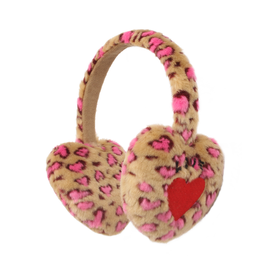 Heart Fur Leopard Earmuffs