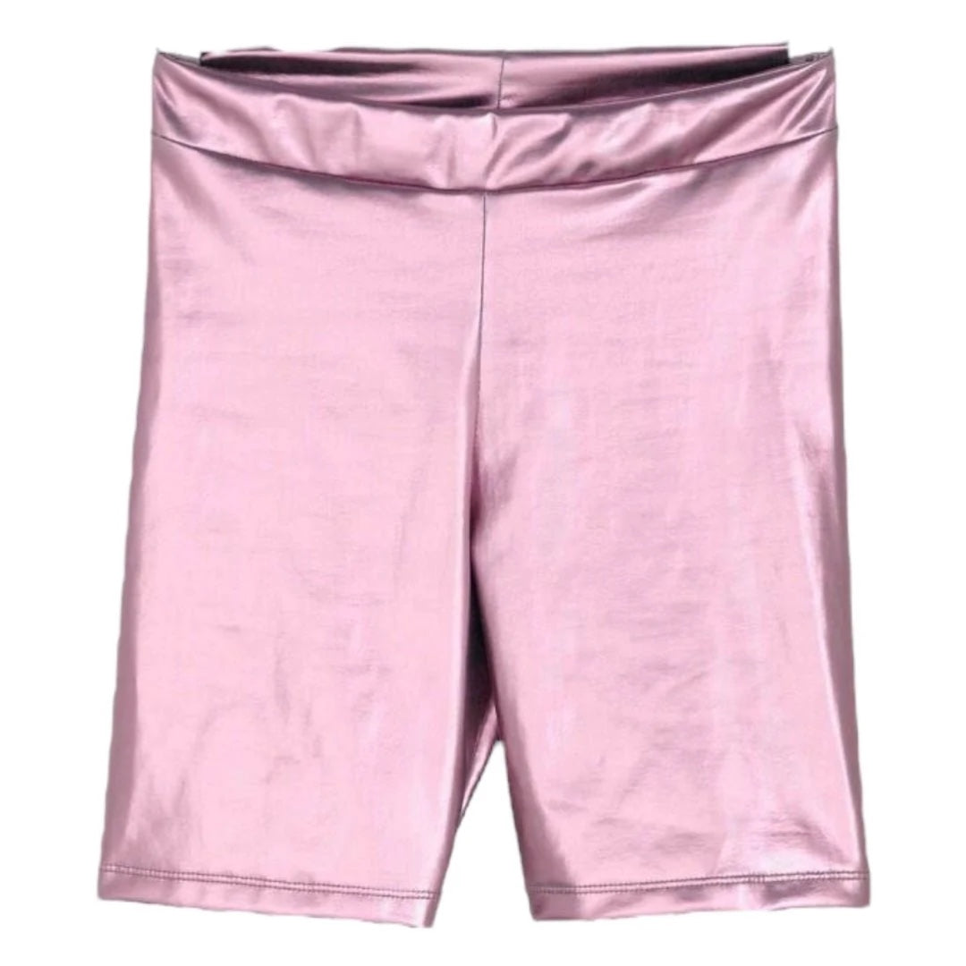 Metallic Biker Shorts - Pink