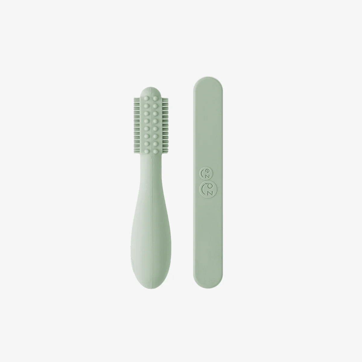 Baby-Led Toothbrush + Sensory Tongue Depressor Dual Pack - Sage