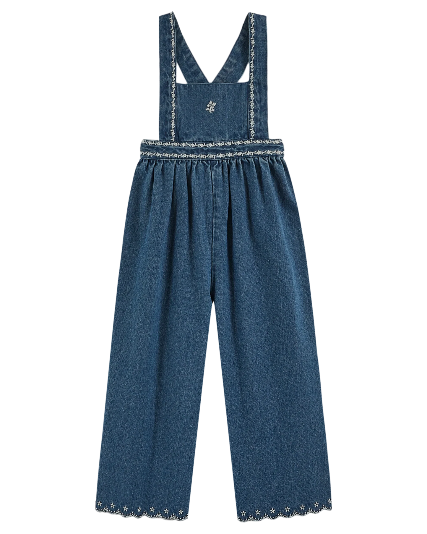 Denim Embroidered Overalls