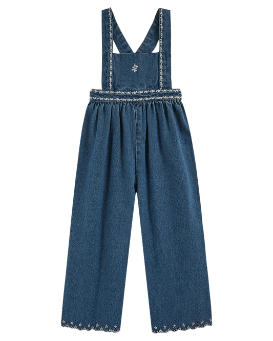 Denim Embroidered Overalls