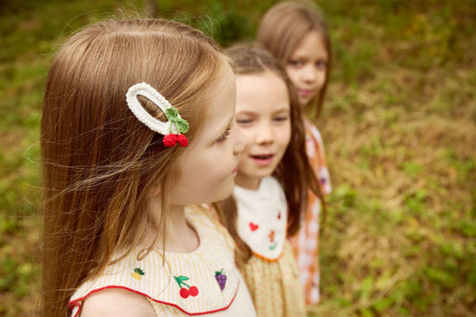 Crochet Cherry & Daisy Hairclip Set
