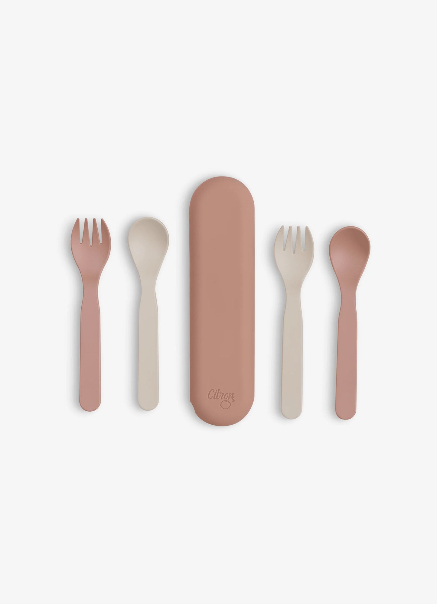 Bio Based Cutlery & Case (Set of 2) - Pink/Cream