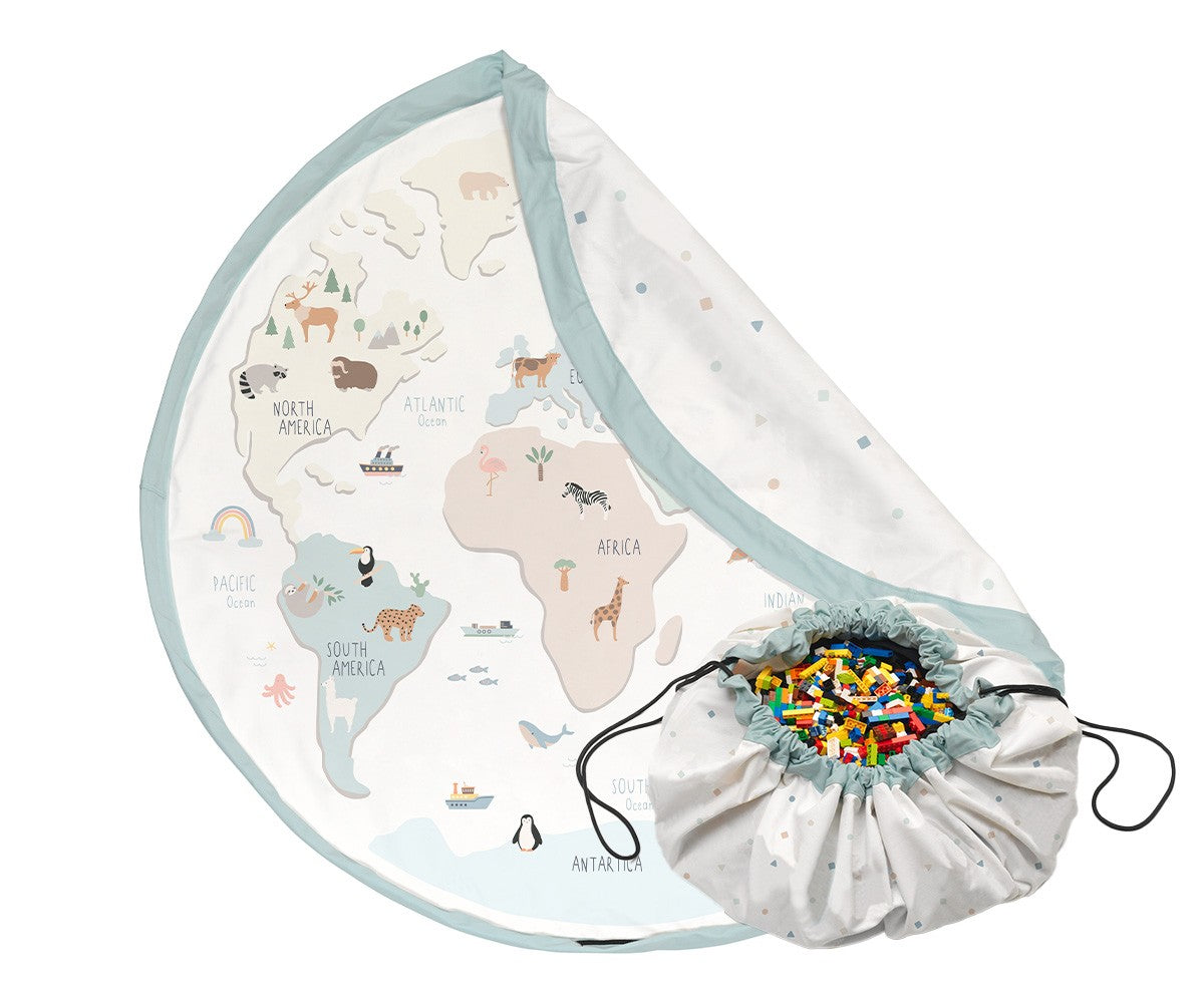 noomad: Playmat & Toy Bag - World Map Colored