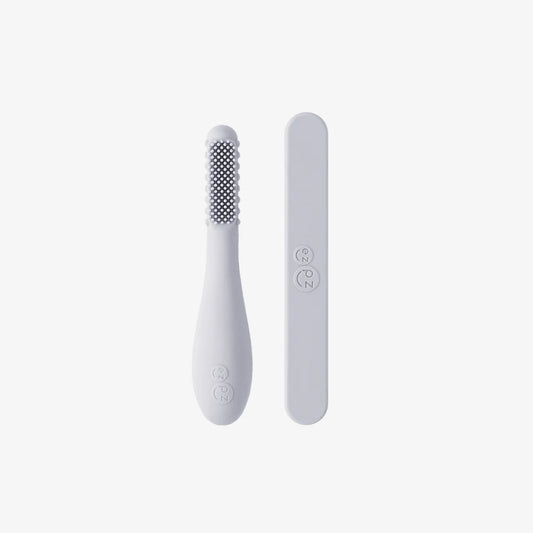 Baby-Led Toothbrush + Sensory Tongue Depressor Dual Pack - Pewter