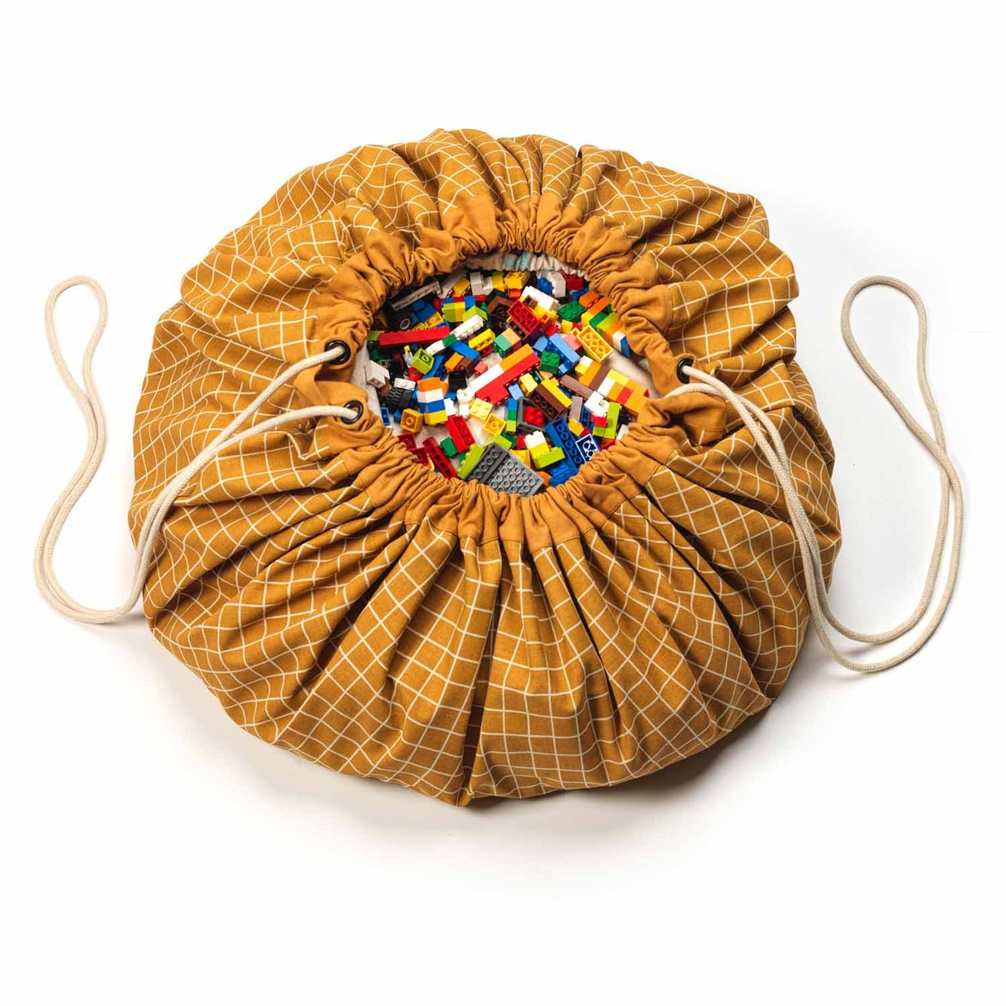 noomad: Playmat & Toy Bag - Organic Grid Mustard