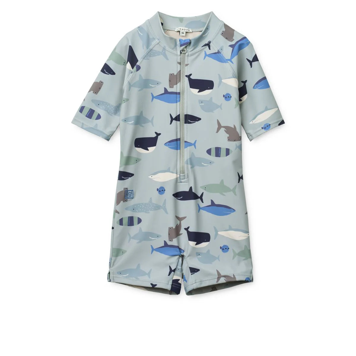 Max Printed Swim Jumpsuit - Shark / Dove Blue