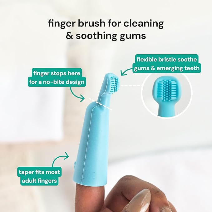Baby Finger Brush & Tongue Scraper - blue/orange