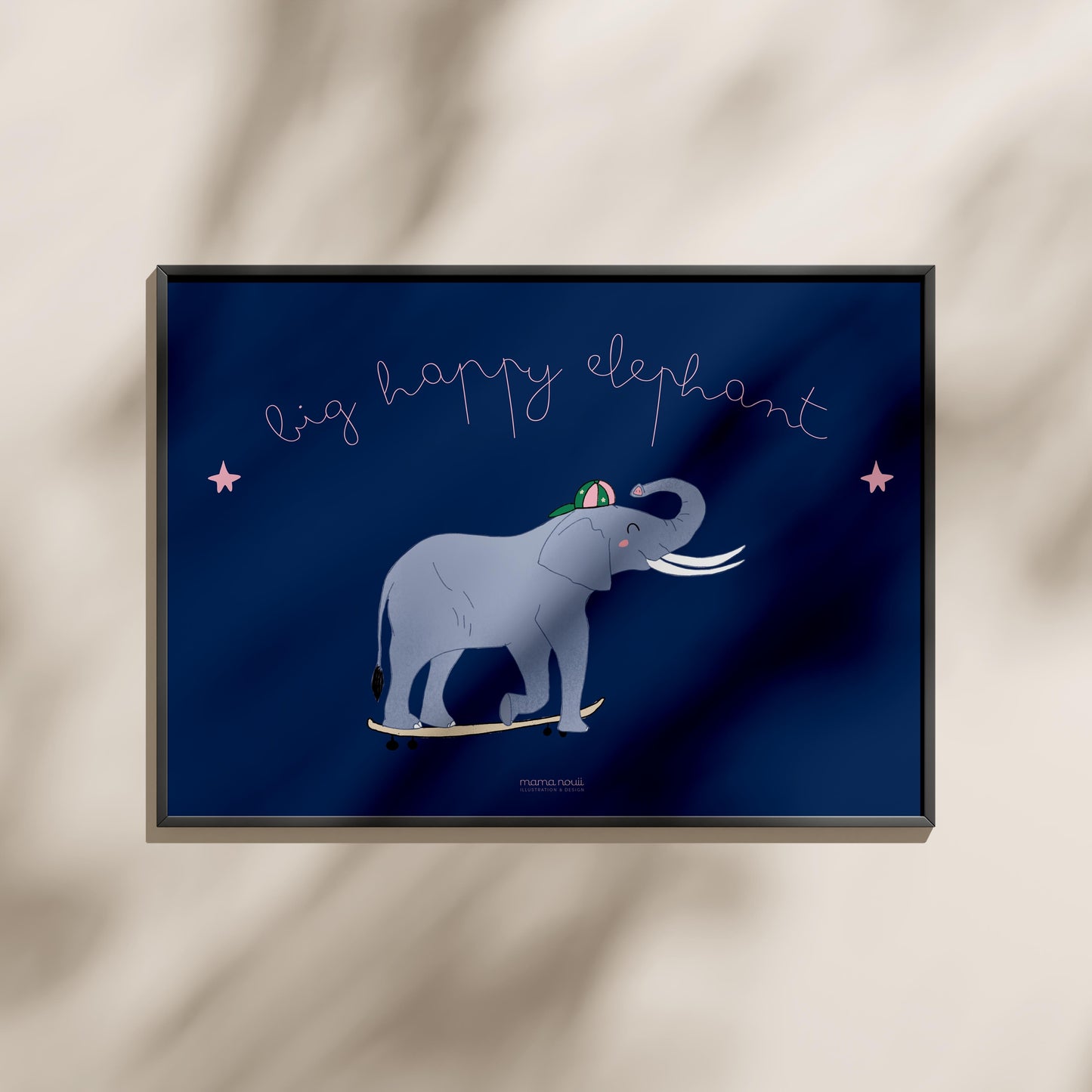 “Big Happy Elephant” Print - A3