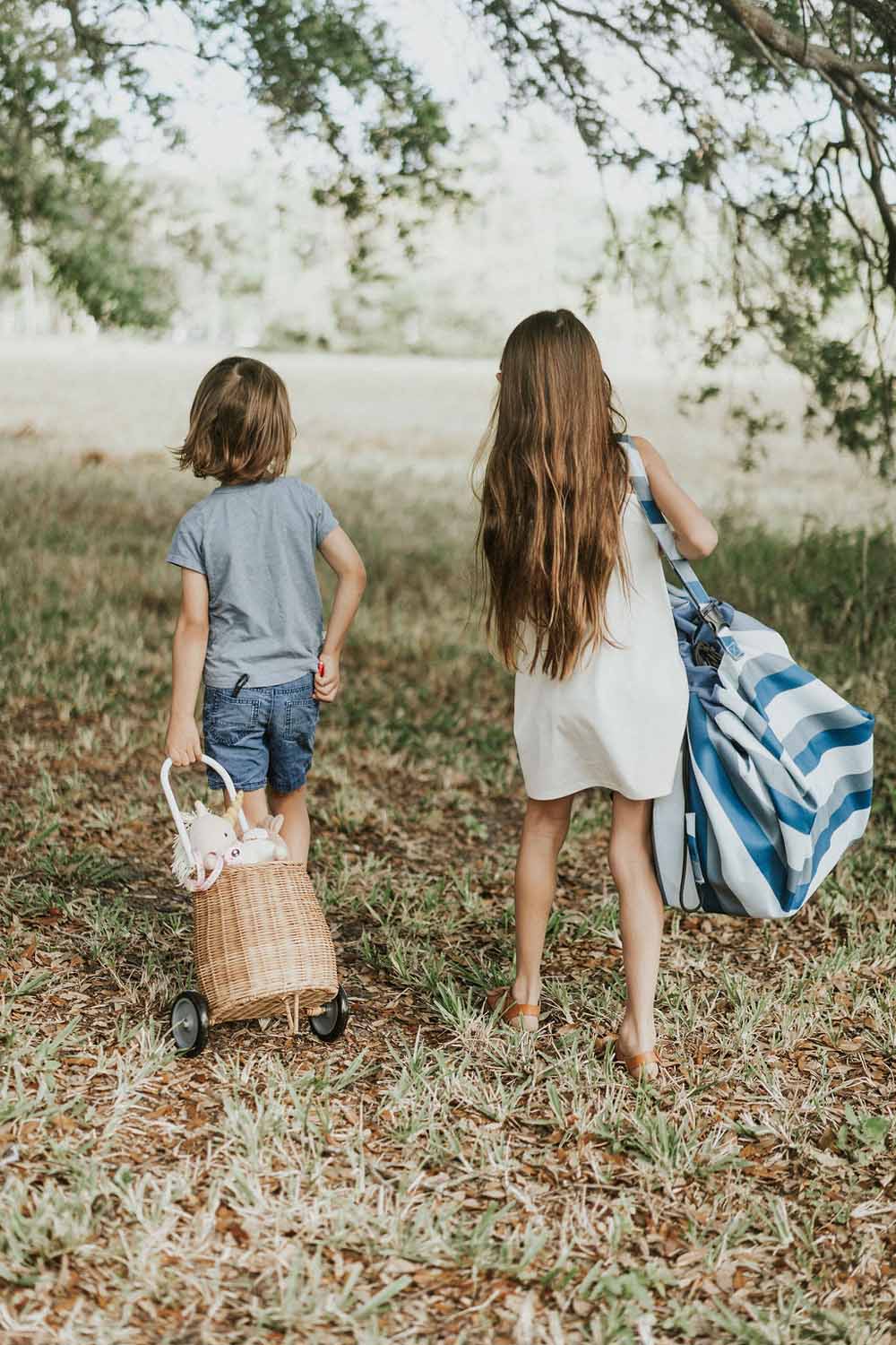 noomad Outdoor: Playmat & Toy Bag - Blue/Green Stripes