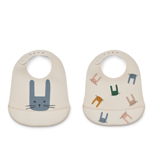 Tilda Printed Bib 2-Pack - Bunny / Sandy