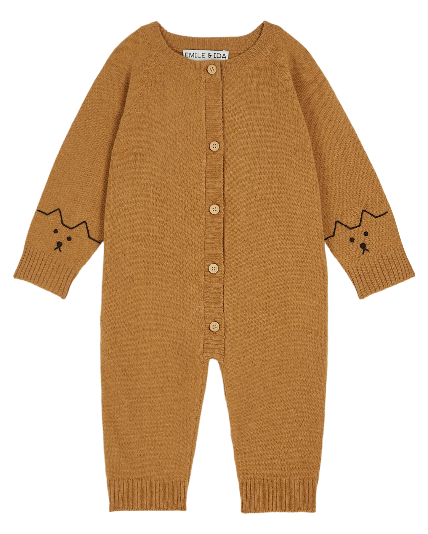 Knitted Baby Playsuit - Caramel