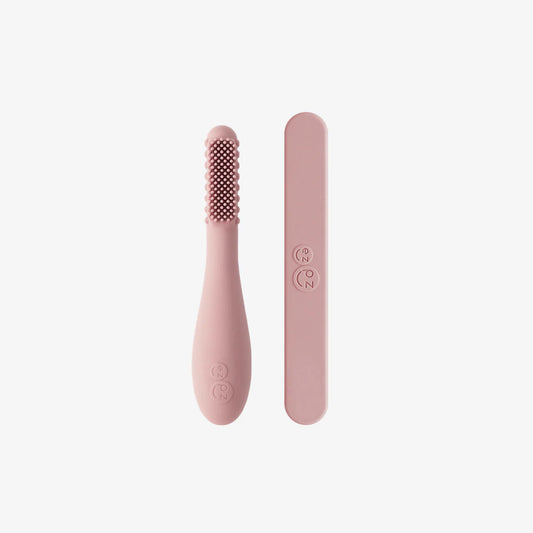Baby-Led Toothbrush + Sensory Tongue Depressor Dual Pack - Blush