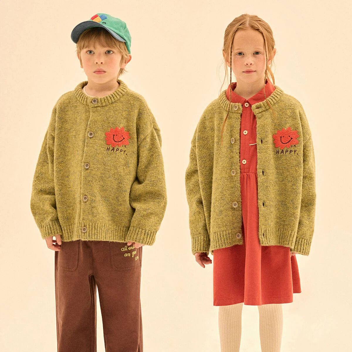 Happy Two-Tone Knit Cardigan