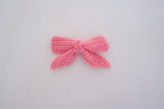 Crochet Pink Bow & Tulip Hairclip Set