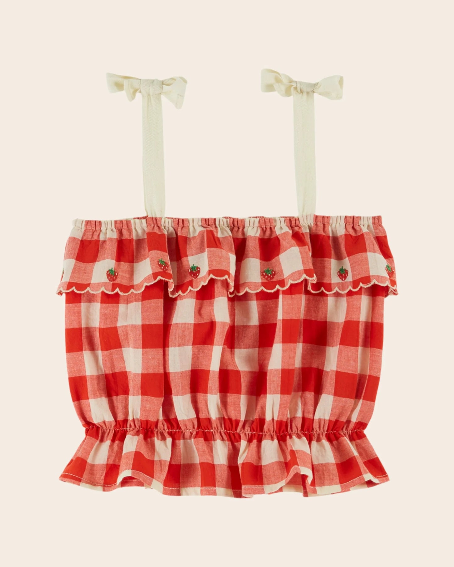 Checked Strawberry Embroidered Set