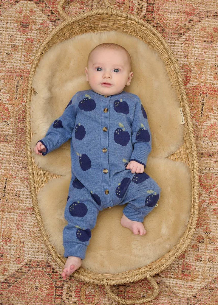 Apple Knit Baby Playsuit - Dusty Blue