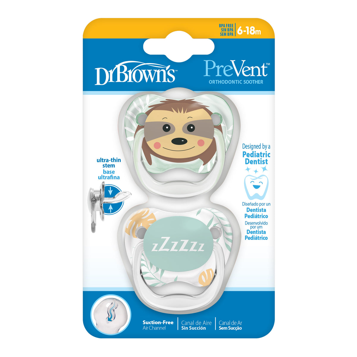 Prevent Pacifier 6-18m Green, ( 2Packs )
