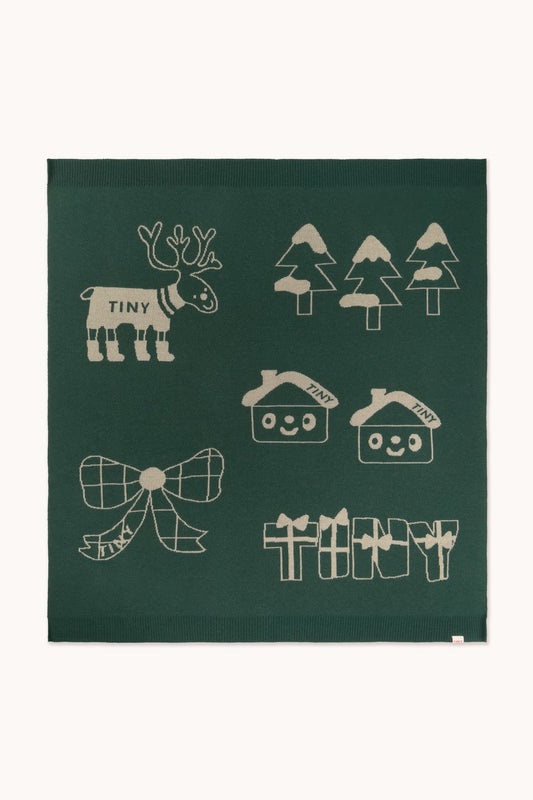 Xmas Tiny Town Knit Blanket