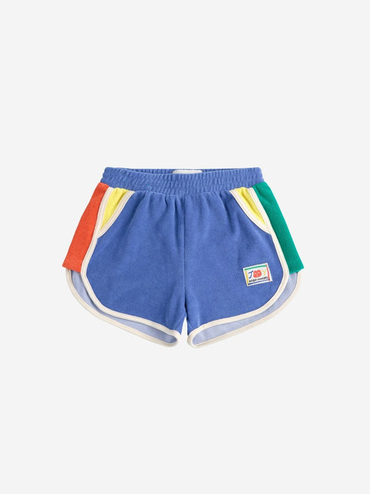 Smiling Color Block Terry Cloth Shorts