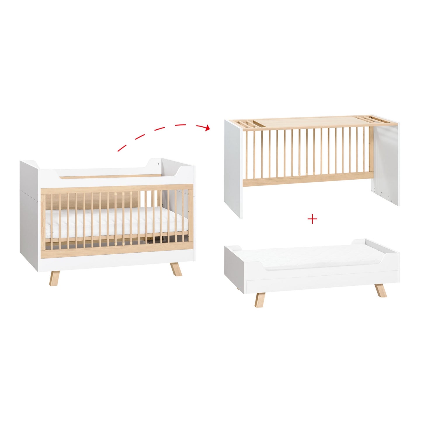4You Cot Bed 70x140cm - White/Oak