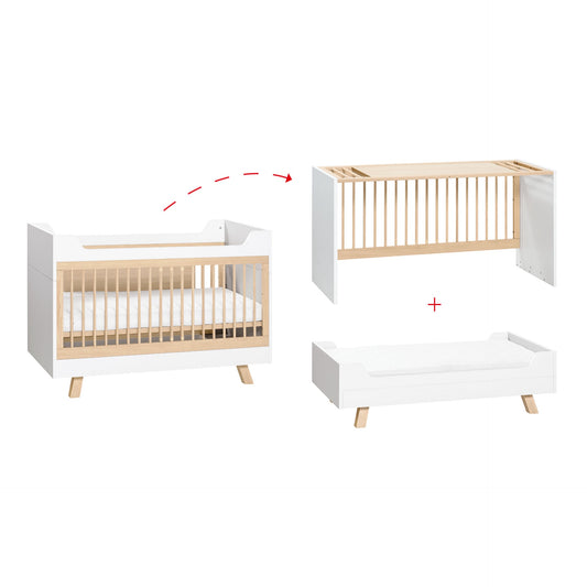 4You Cot Bed 70x140cm - White/Oak