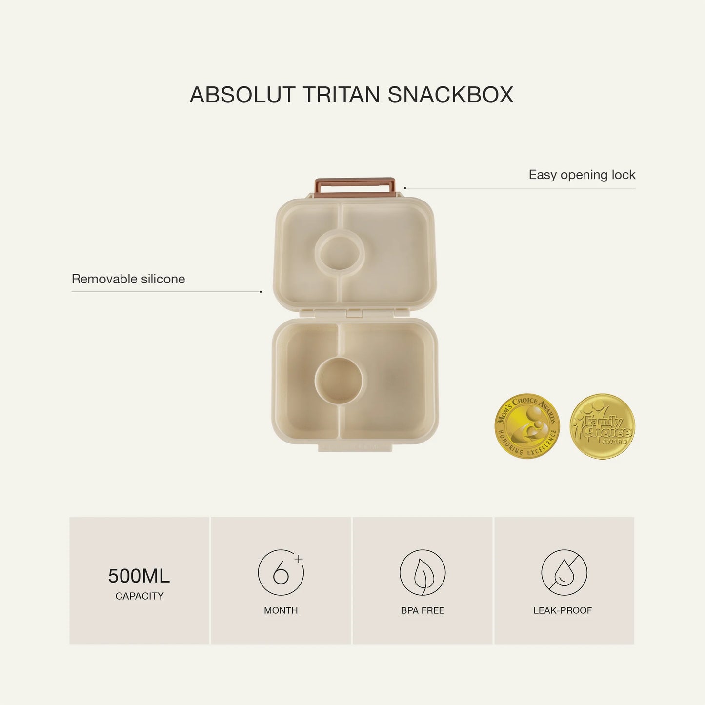 Tritan Snackbox - 3 Compartments - Lemon