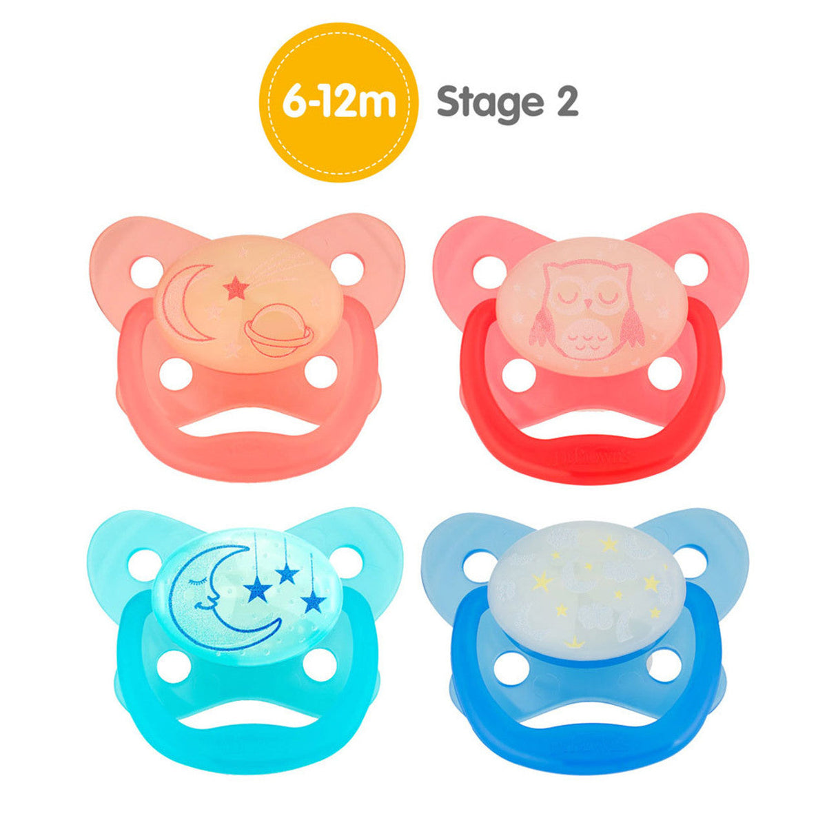 Prevent Soother Glow In The Dark Stage 2 (6-12m), 2 Pack