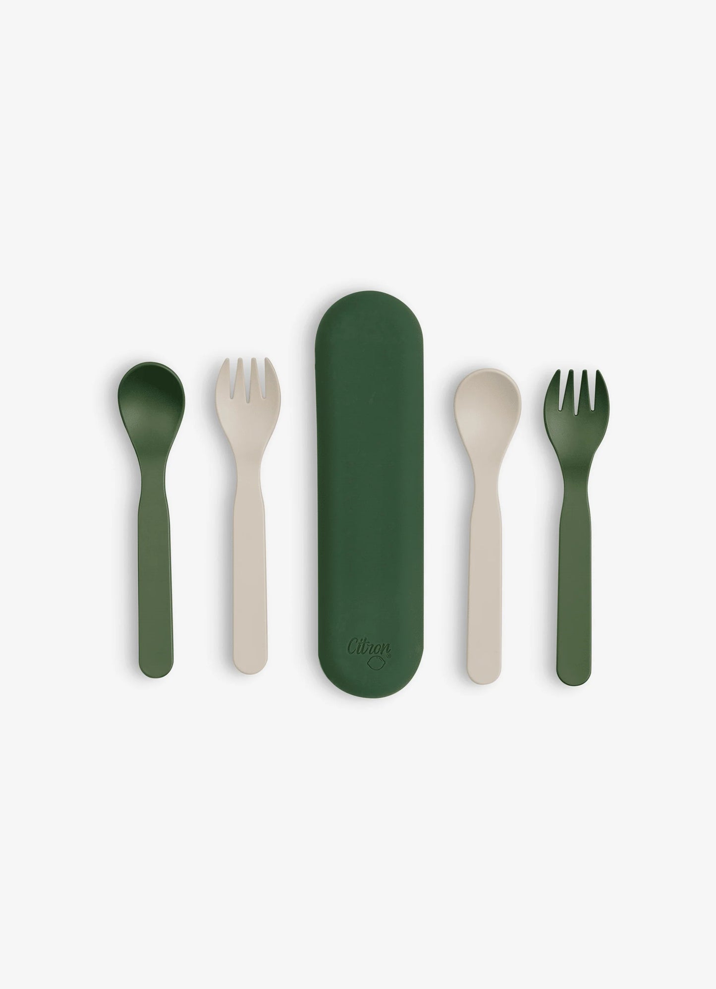 Bio Based Cutlery & Case (Set of 2) - Green/Cream