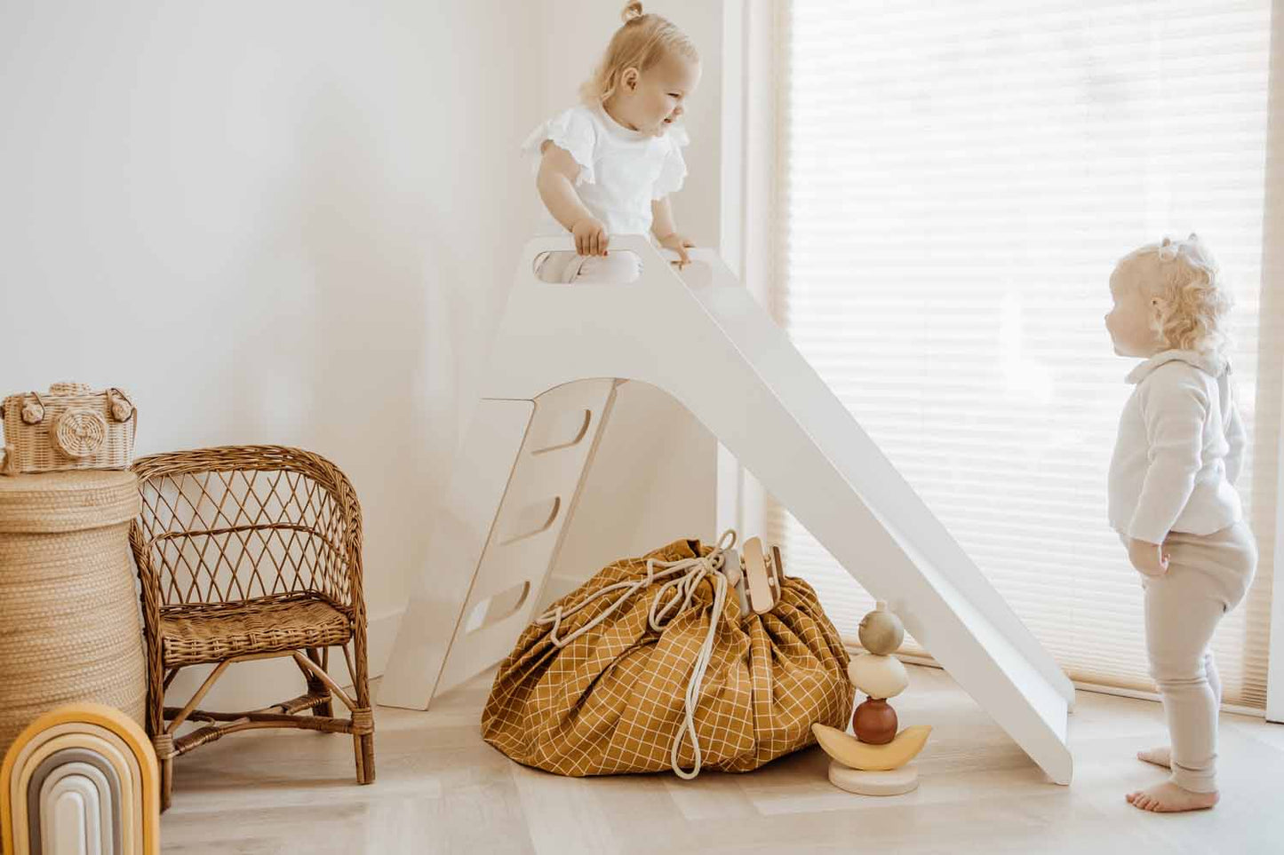 noomad: Playmat & Toy Bag - Organic Grid Mustard