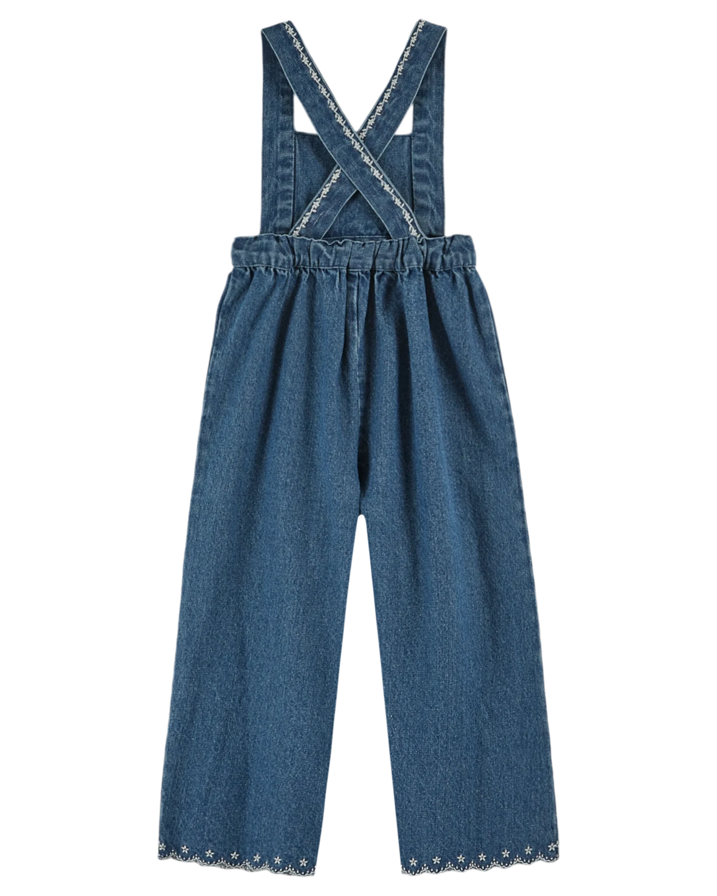 Denim Embroidered Overalls