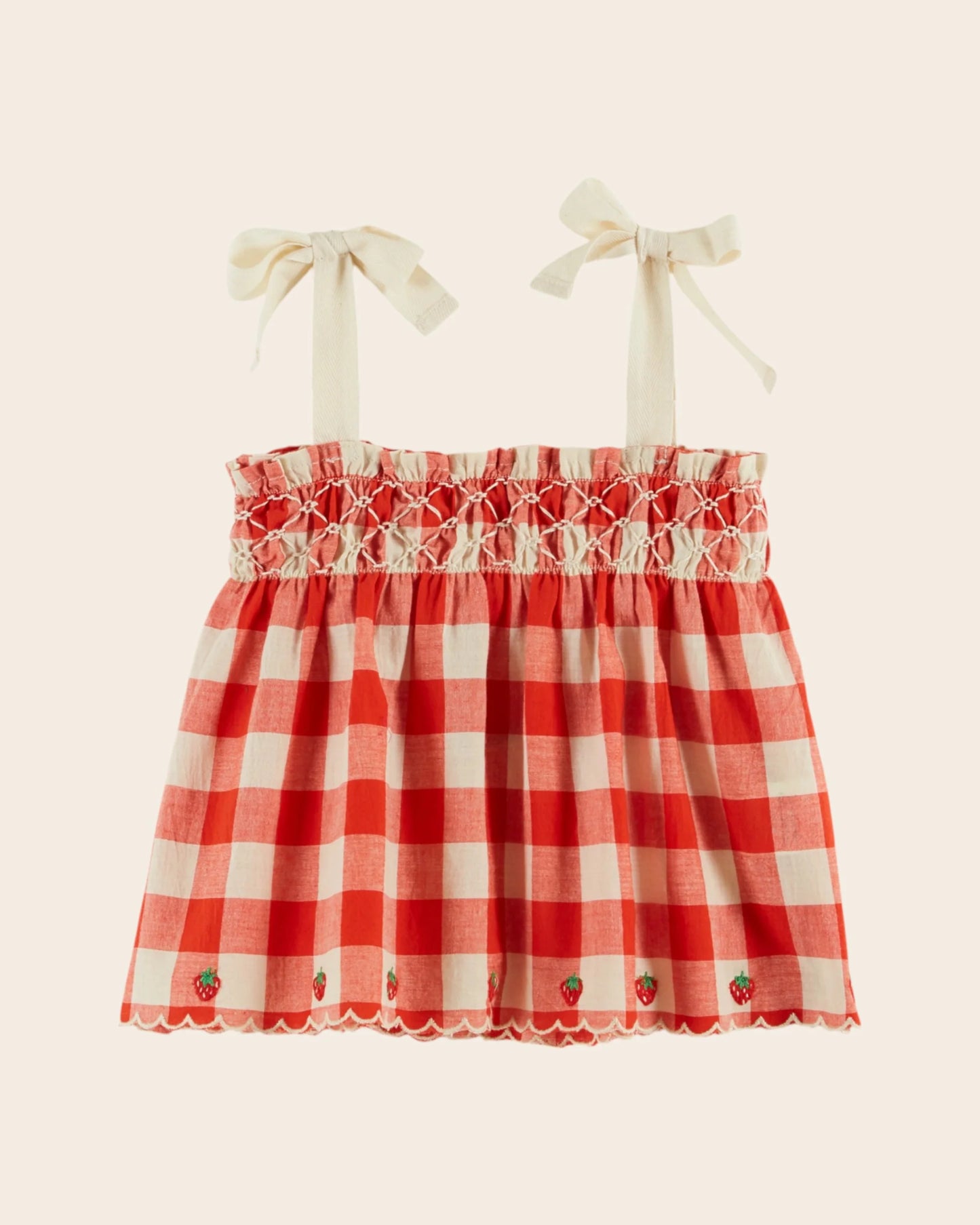 Strawberry Embroidered Vichy Set