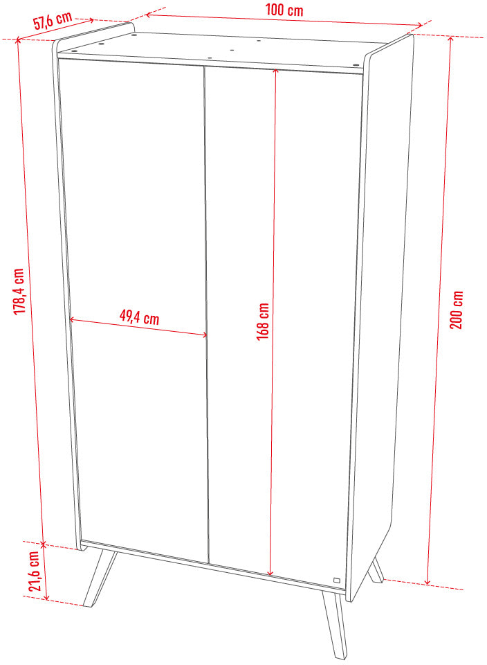 Vintage 2-Door Wardrobe - Oak