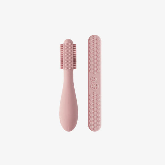 Baby-Led Toothbrush + Sensory Tongue Depressor Dual Pack - Blush