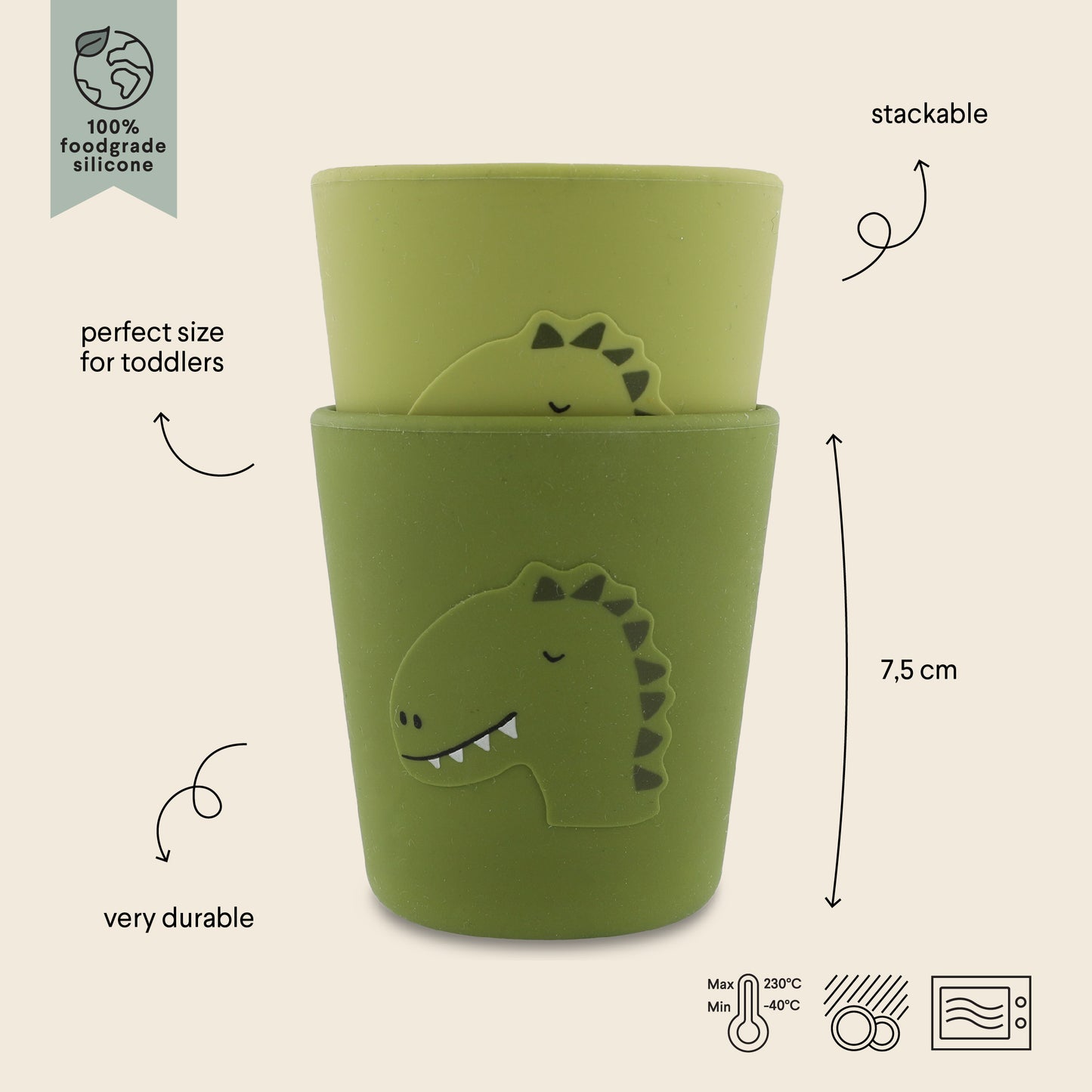 Silicone cup 2-pack - Mr. Dino