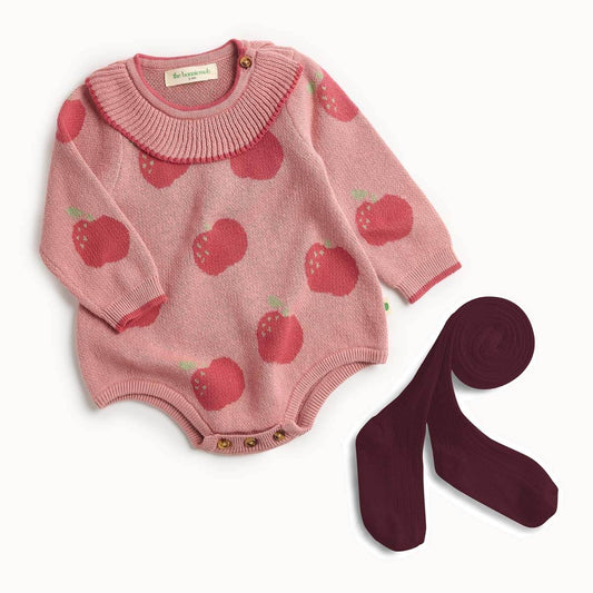 Apple Knit Baby Set - Rosy