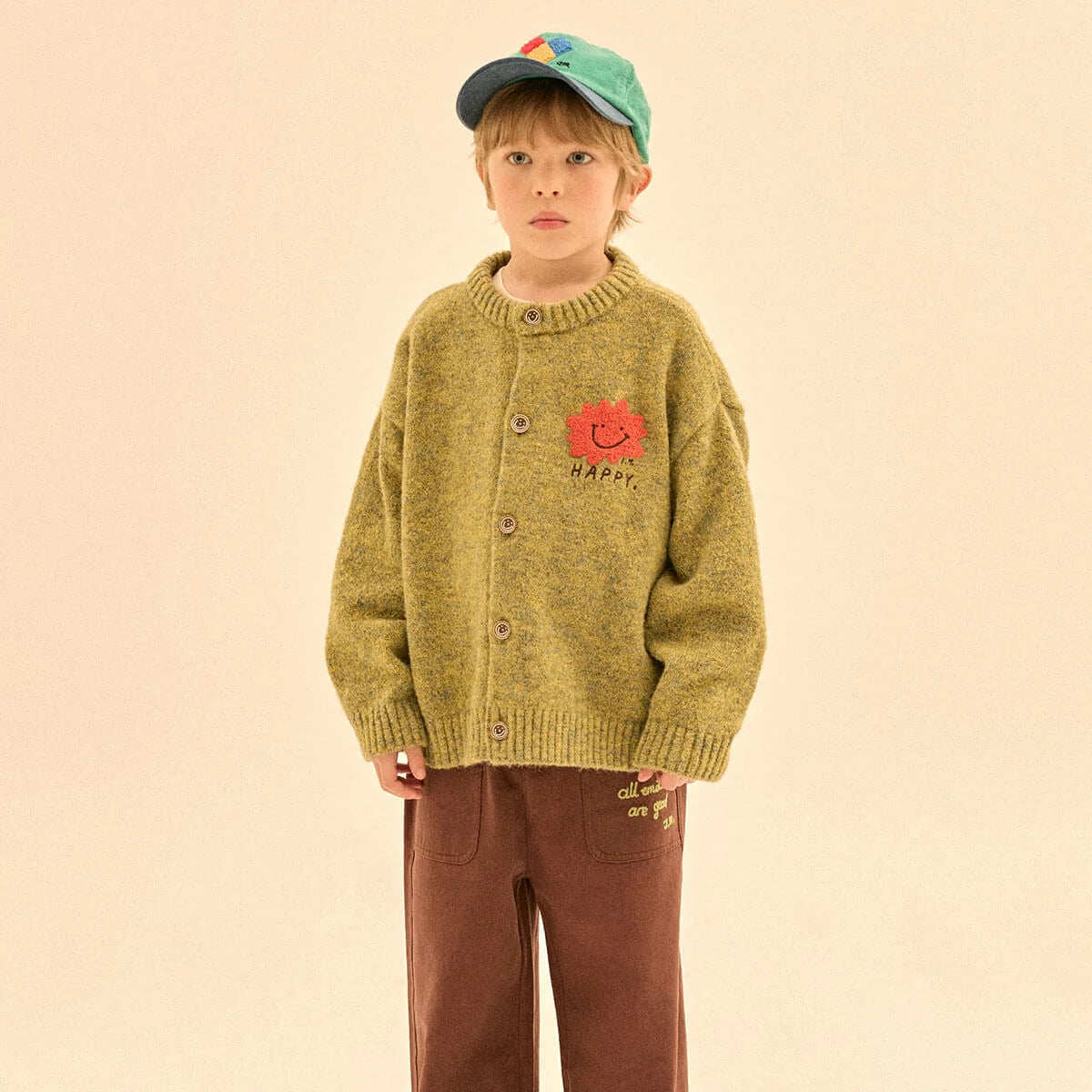 Happy Two-Tone Knit Cardigan