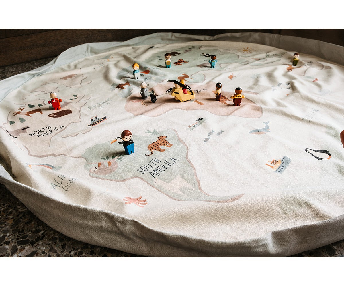 noomad: Playmat & Toy Bag - World Map Colored