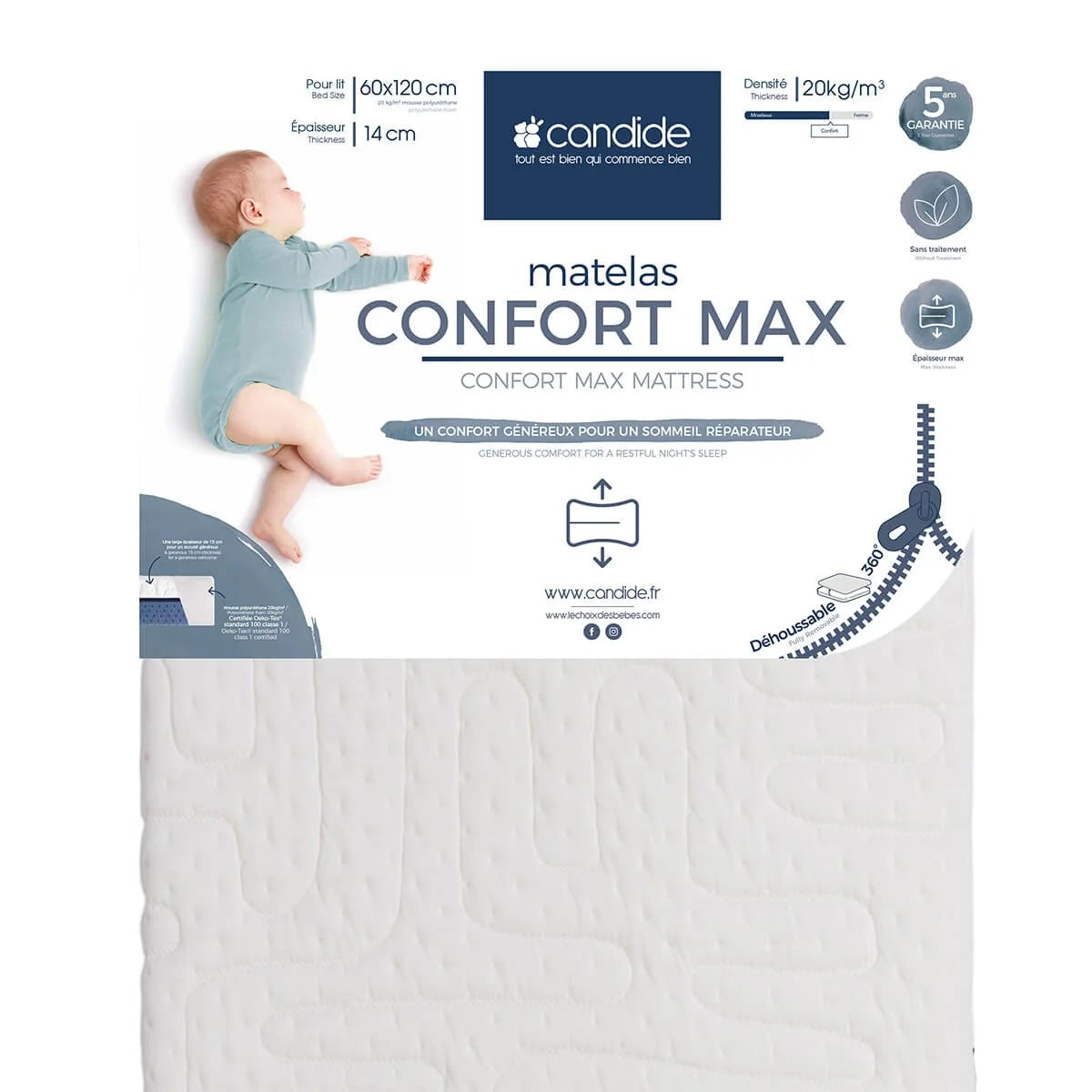 Candide Comfort Max 360° Mattress - 70x140x14 cm