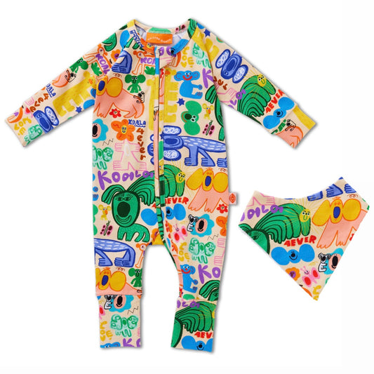 Koala 4ever Long Sleeve Playsuit & Bib Set