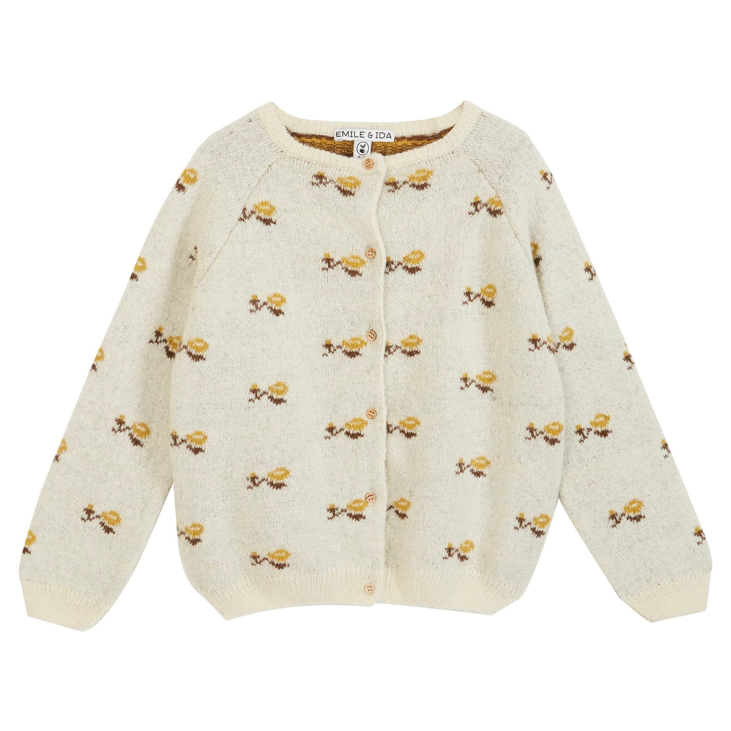 Floral Alpaca Wool Baby Cardigan - Ivory