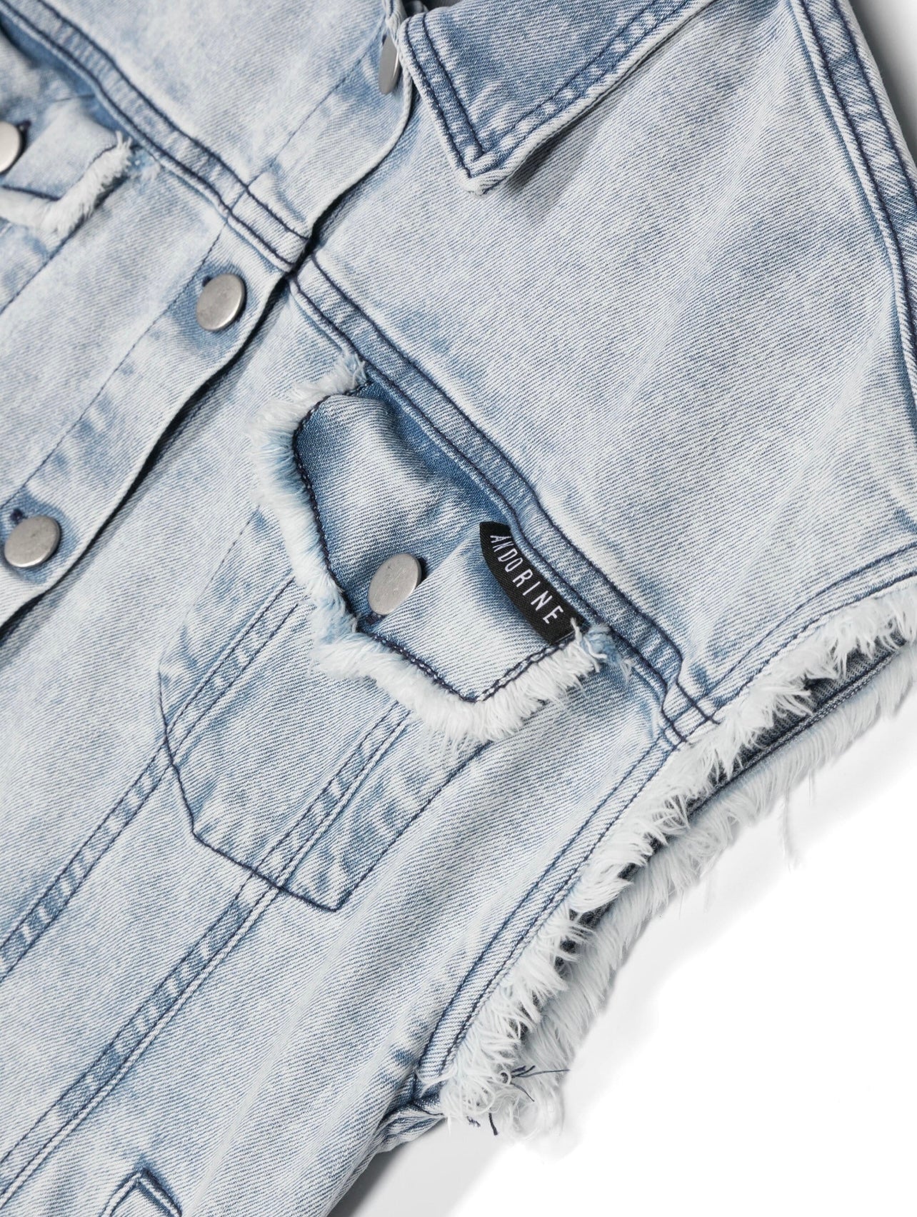 Feather Detail Oversized Denim Vest