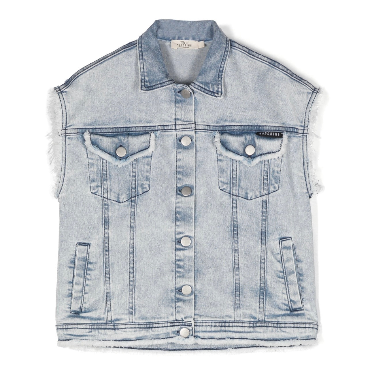 Feather Detail Oversized Denim Vest