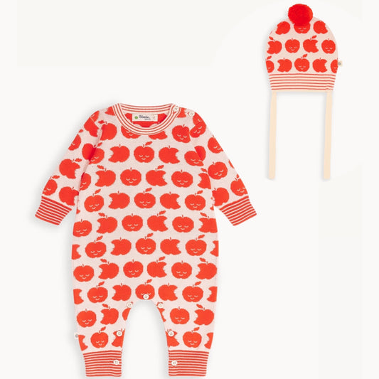 Apple Knit Playsuit & Hat - Red
