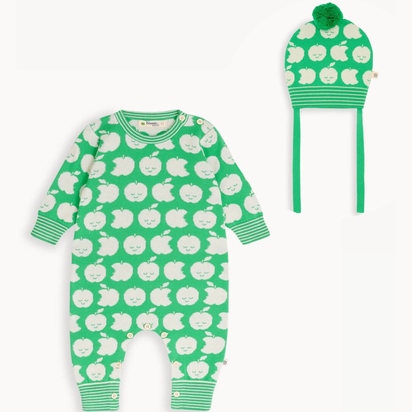 Apple Knit Playsuit & Hat - Green