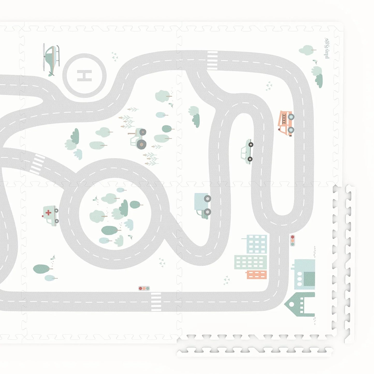 tiloo: Foam Puzzle Playmat & Storage Box - Road Map