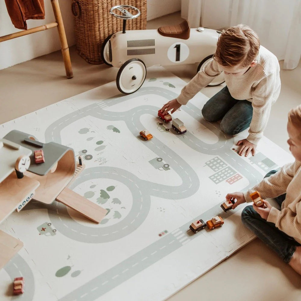 tiloo: Foam Puzzle Playmat & Storage Box - Road Map
