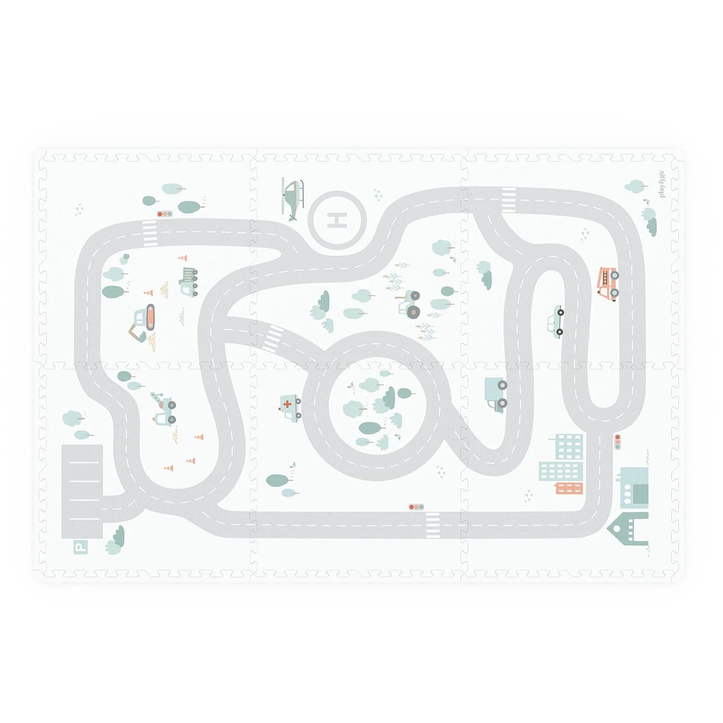 tiloo: Foam Puzzle Playmat & Storage Box - Road Map