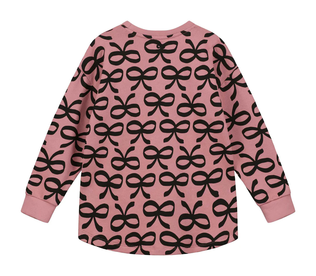 Dusty Rose Bows Relaxed Fit Sweater
